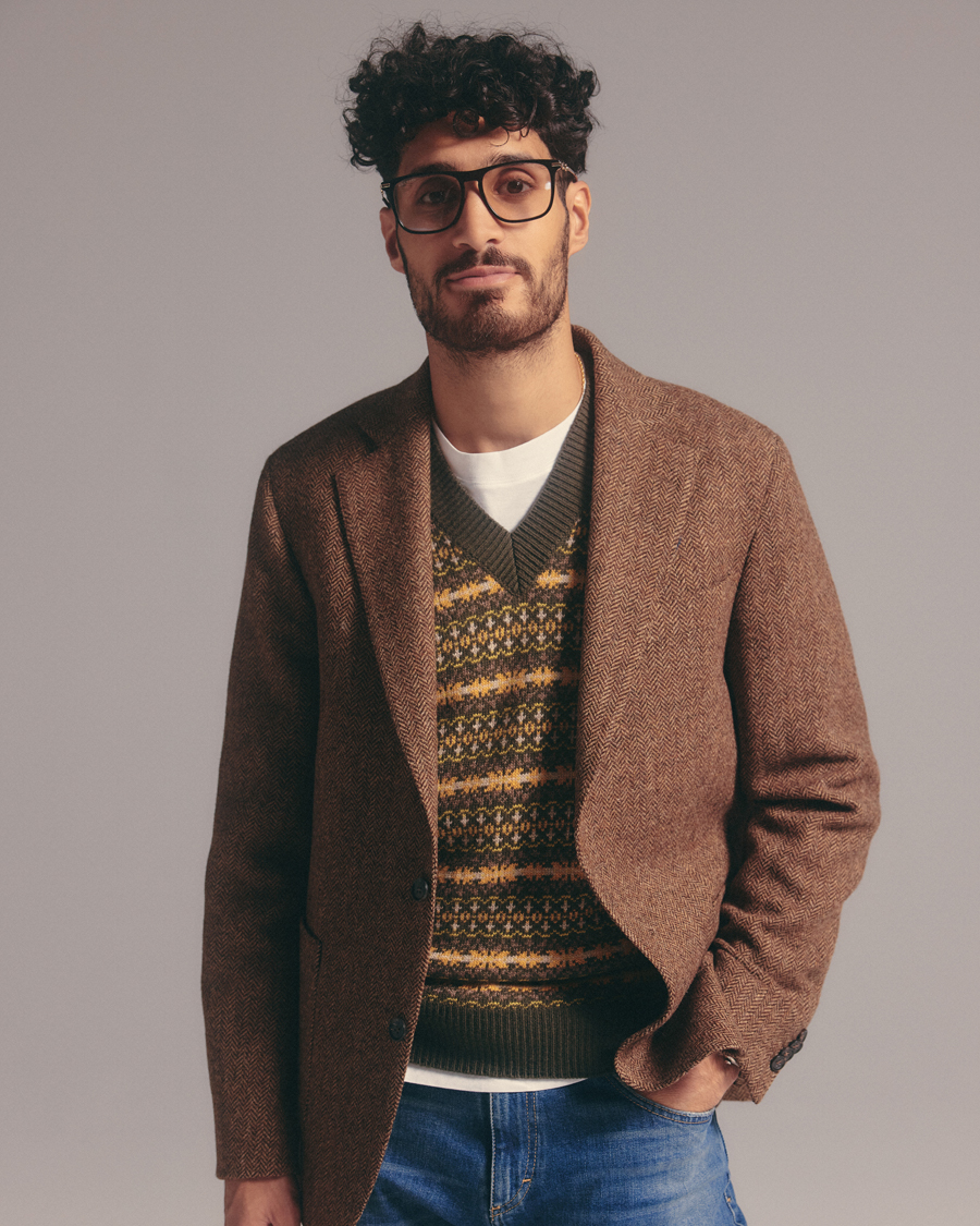 Herre | Gensere | Oscar Jacobson | Lucas Fairisle Wool/Cashmere Vest Green