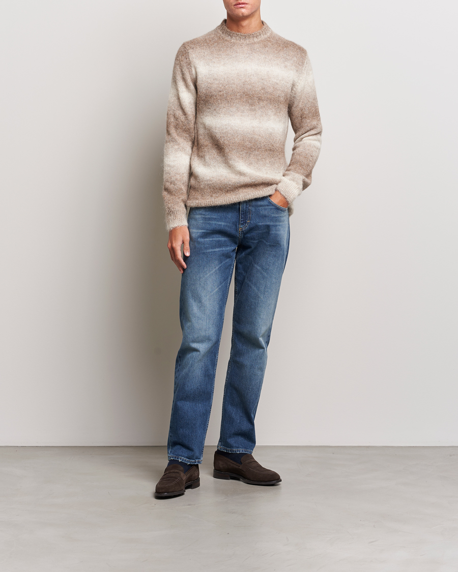 Herre | Gensere | Oscar Jacobson | Valter Alpaca Knitted Sweater Beige