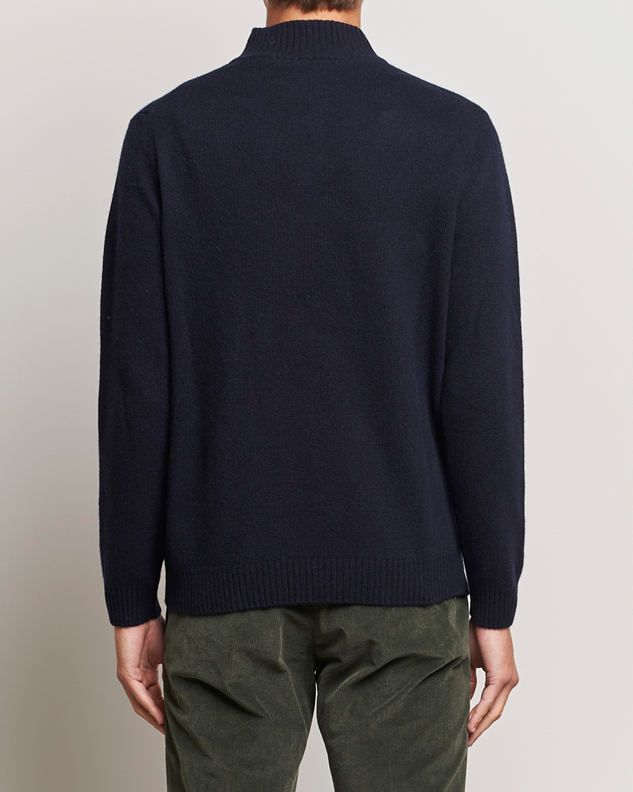 Herre | Gensere | Oscar Jacobson | Percy Wool/Cashmere Knitted Half Zip Navy