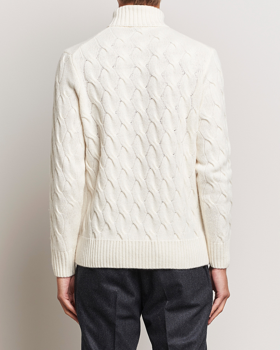 Herre | Gensere | Oscar Jacobson | Seth Heavy Knitted Wool/Cashmere Cable Rollneck White