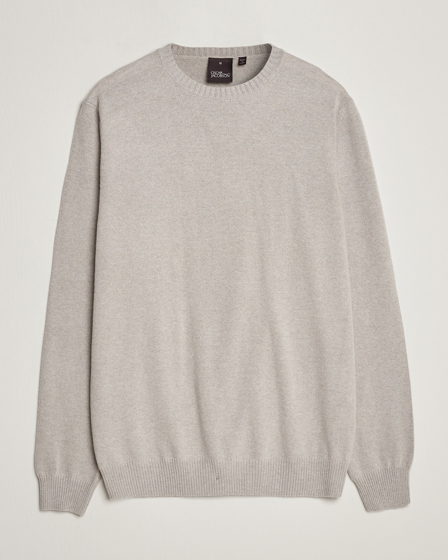 Herre | Gensere | Oscar Jacobson | Valter Wool/Cashmere Round Neck Light Beige