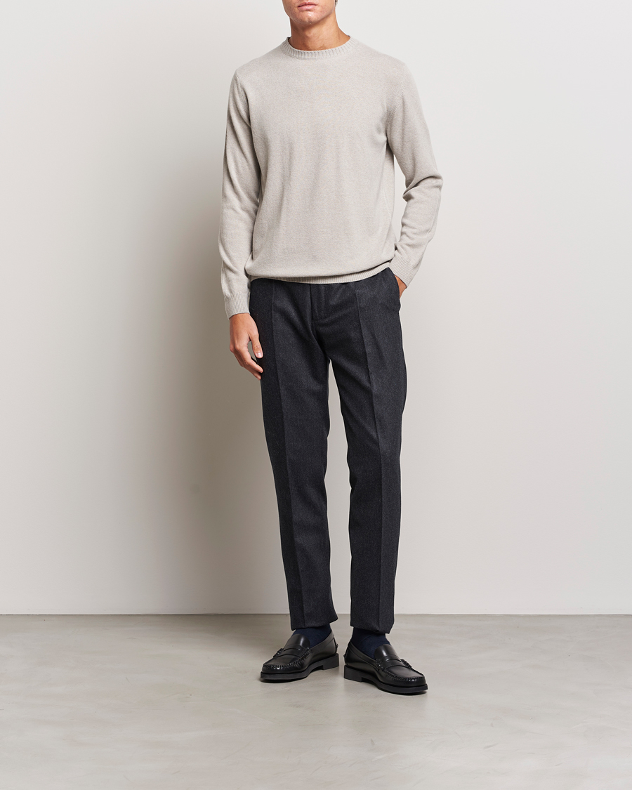 Herre | Gensere | Oscar Jacobson | Valter Wool/Cashmere Round Neck Light Beige