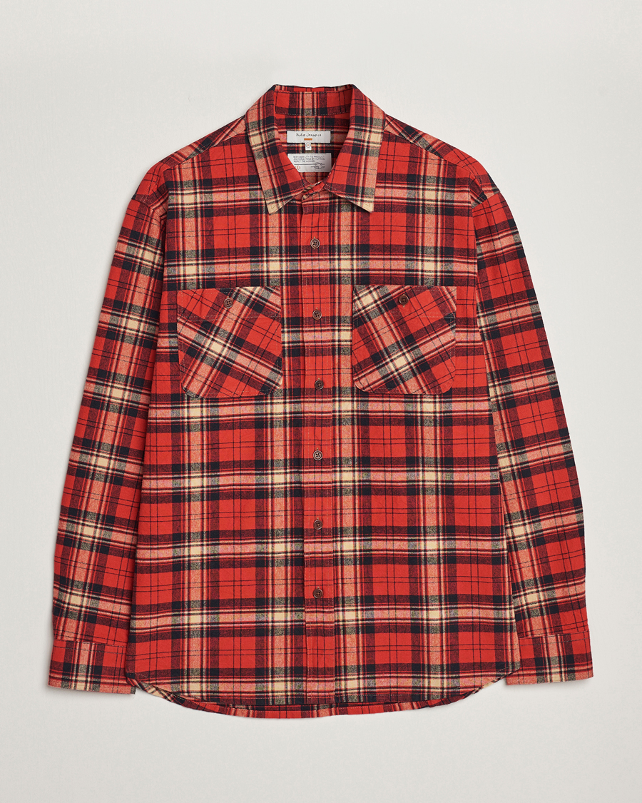Herre |  | Nudie Jeans | Filip Flannel Checked Shirt Red