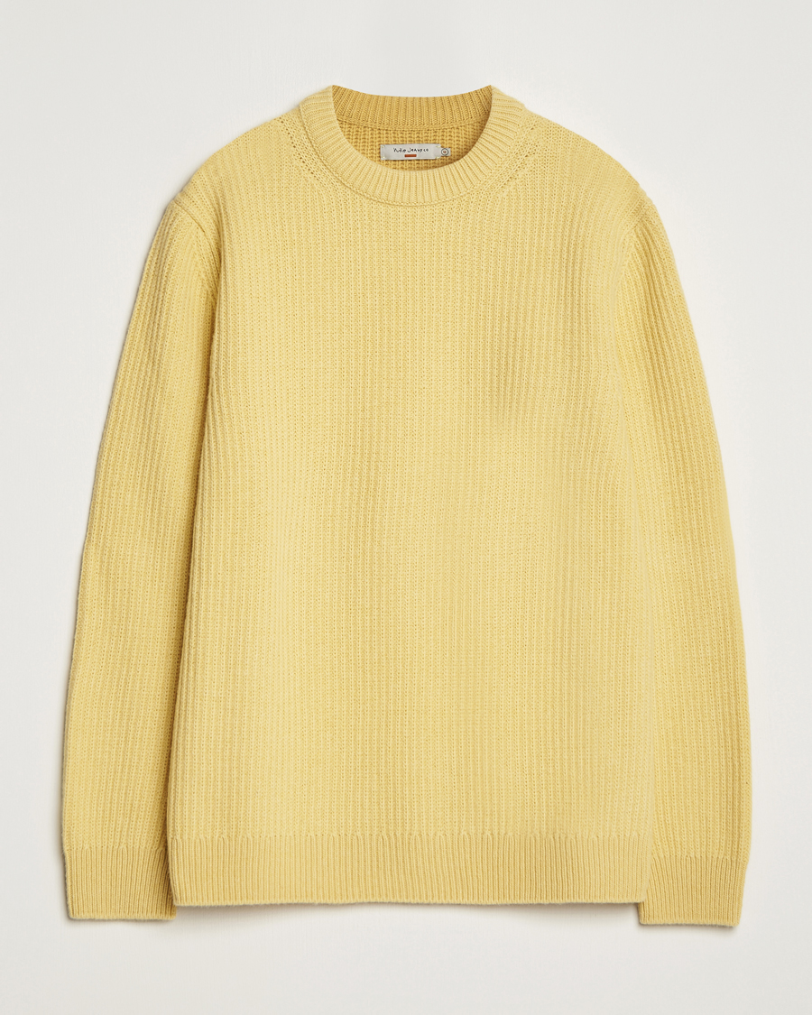 Herre | Gensere | Nudie Jeans | August Wool Rib Knitted Sweater Citra Yellow