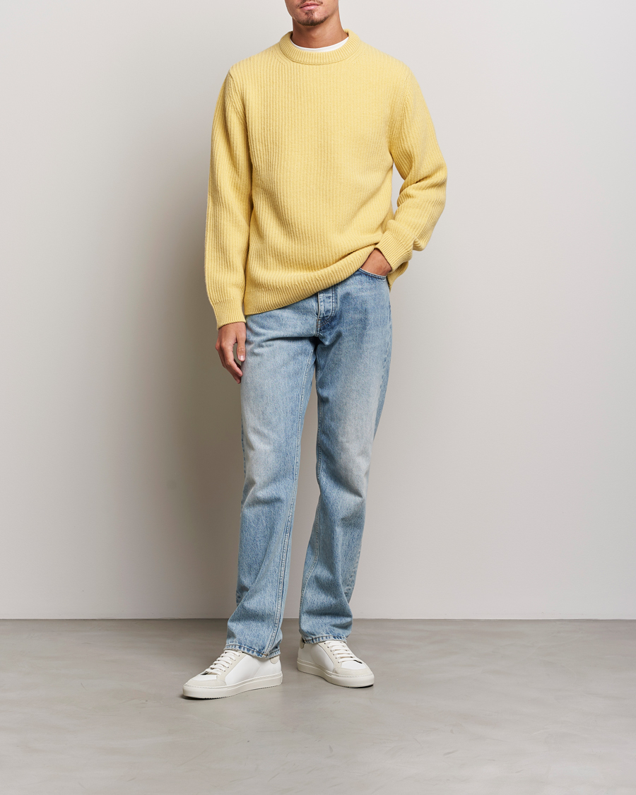Herre | Gensere | Nudie Jeans | August Wool Rib Knitted Sweater Citra Yellow