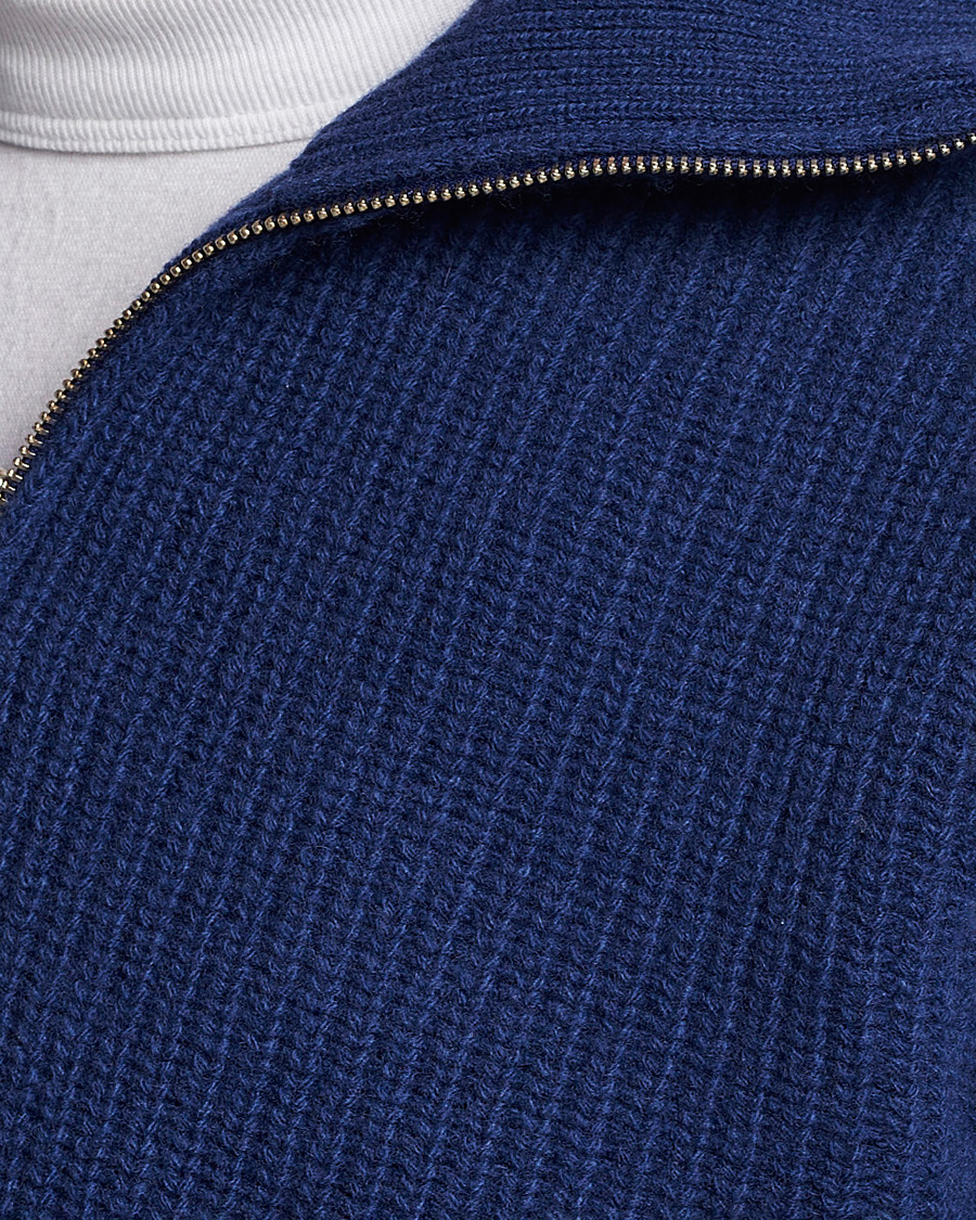 Herre | Gensere | Nudie Jeans | August Wool Rib Knitted Half Zip Royal Blue