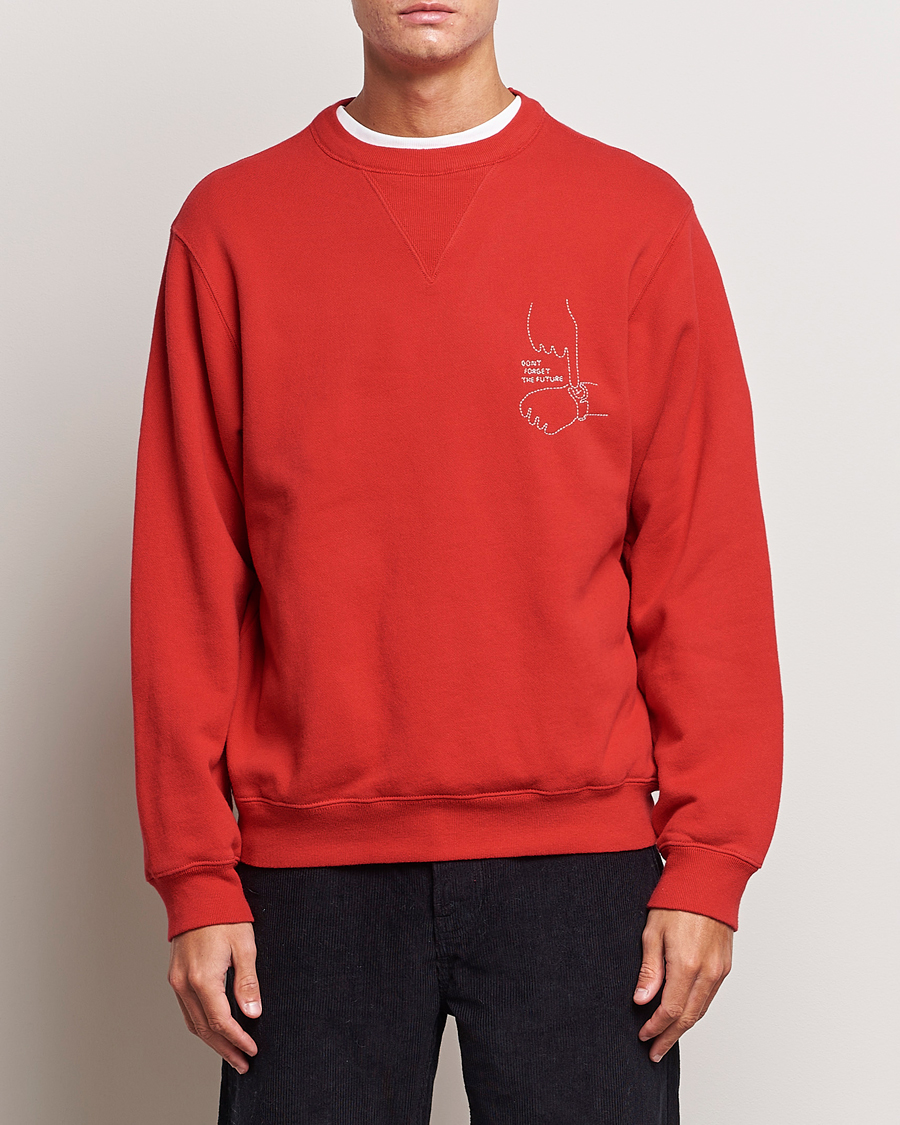 Herre | | Nudie Jeans | Lasse Future Crew Neck Sweatshirt Red Alert