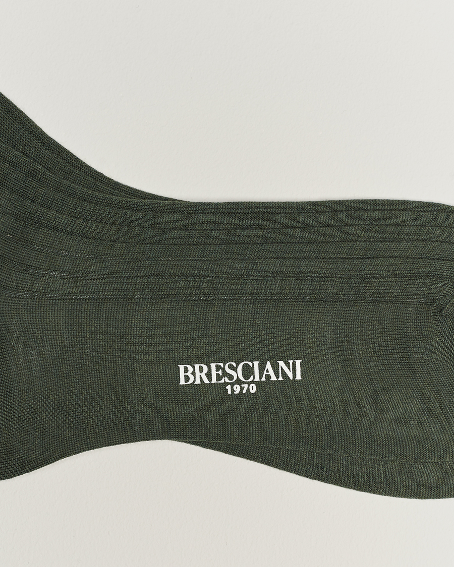 Herre | Avdelinger | Bresciani | Wool/Nylon Ribbed Short Socks Green