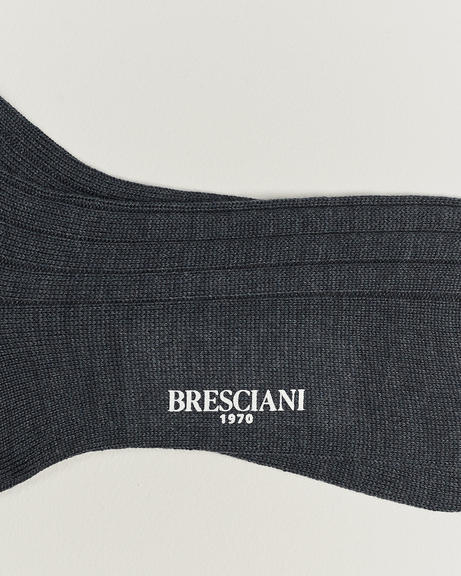 Herre | Undertøy | Bresciani | Wool/Nylon Heavy Ribbed Socks Grey Melange