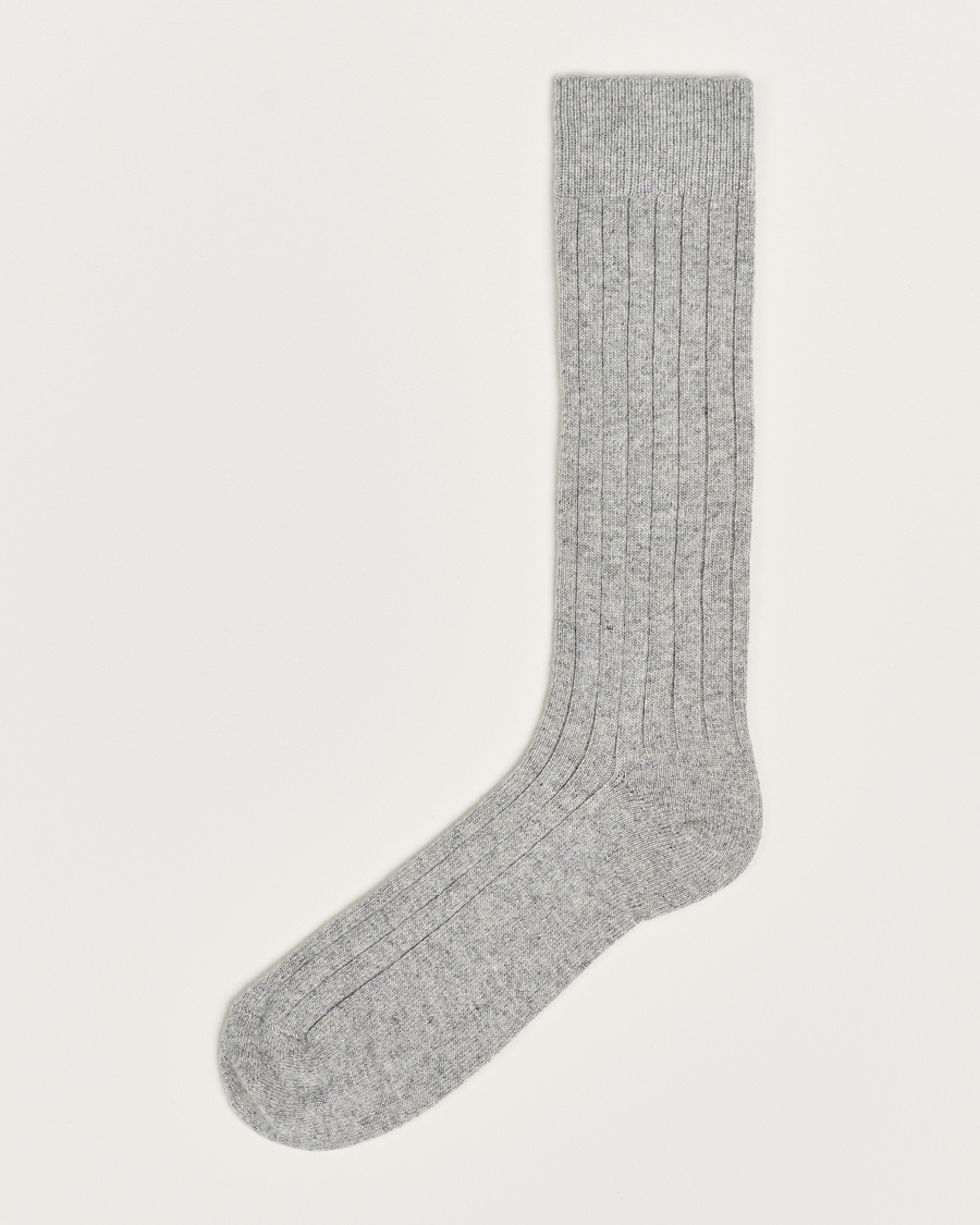 Herre | Undertøy | Bresciani | Wool/Cashmerer Ribbed Socks Light Grey