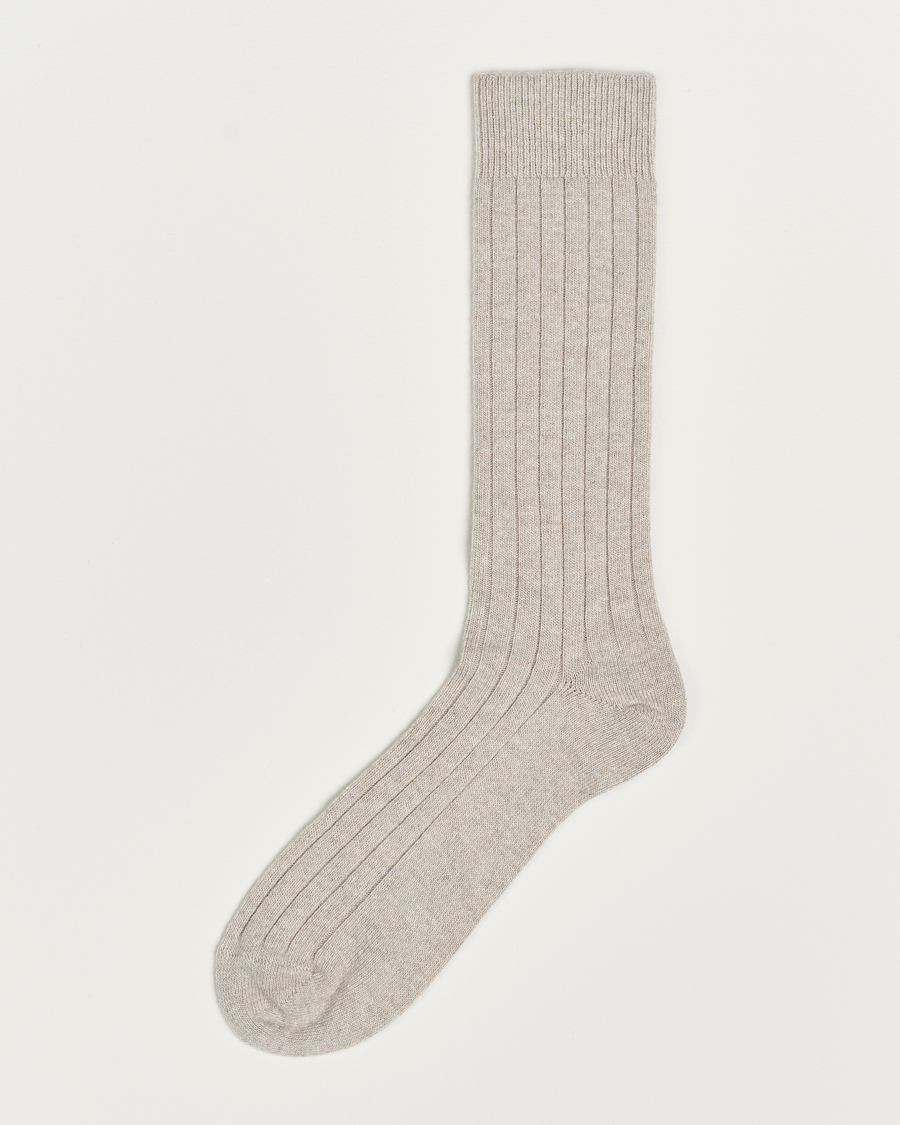 Herre | Undertøy | Bresciani | Wool/Cashmerer Ribbed Socks Beige
