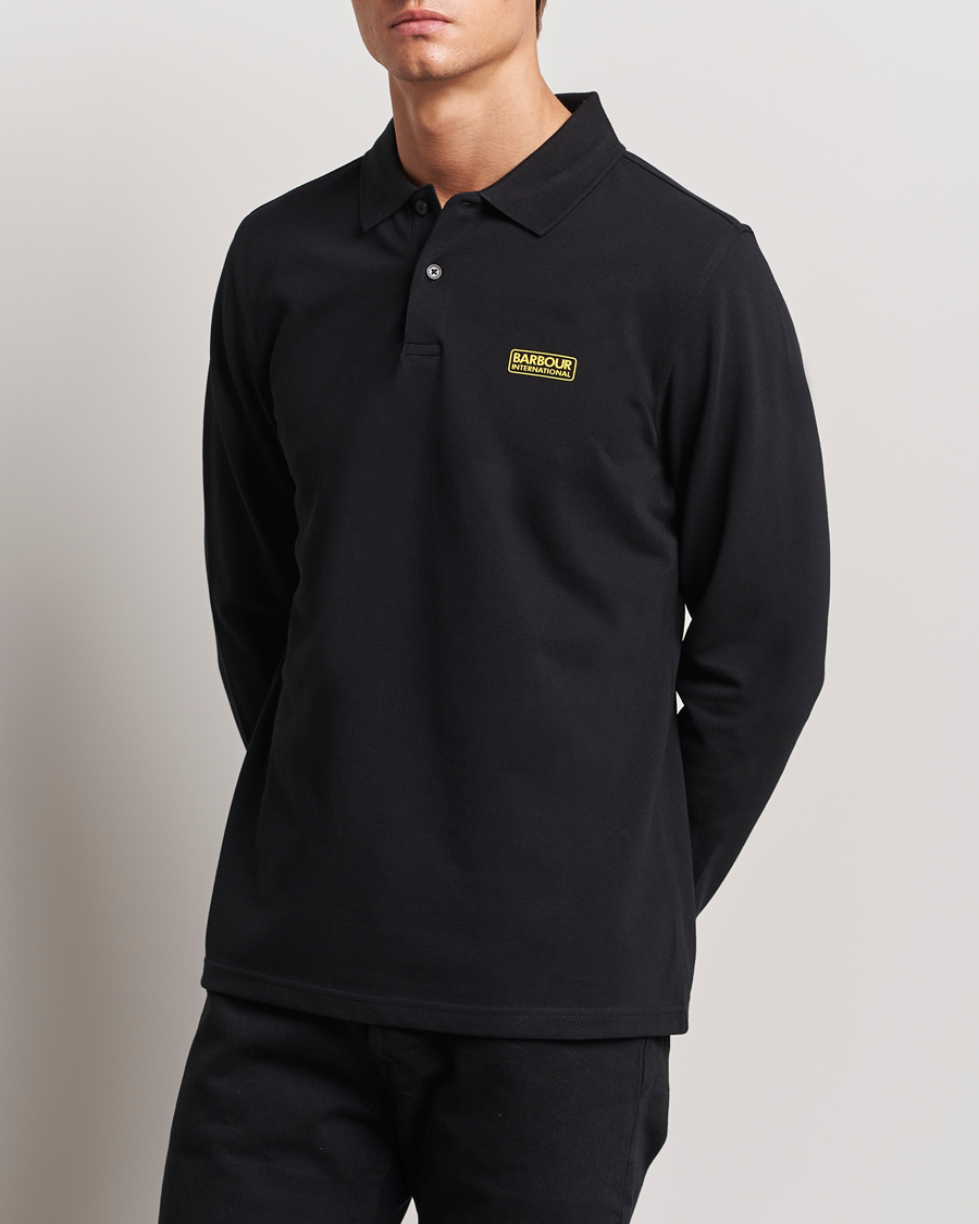 Herre | Pikéer | Barbour International | Essential Long Sleeve Polo Black