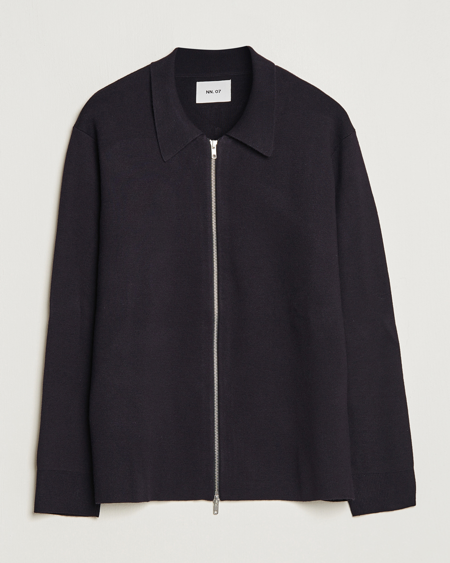 Herre | Gensere | NN07 | Harald Cotton/Modal Full Zip Navy Blue