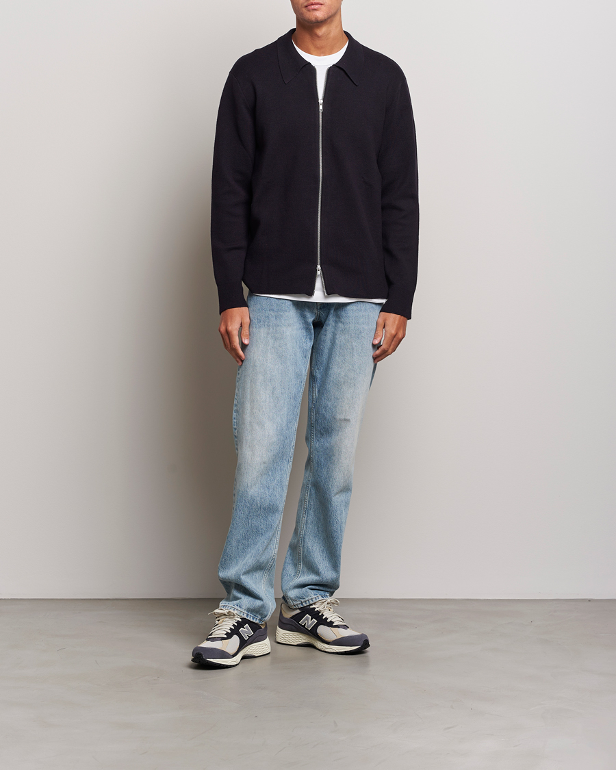 Herre | Gensere | NN07 | Harald Cotton/Modal Full Zip Navy Blue