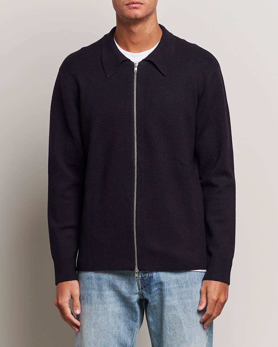 Herre | Gensere | NN07 | Harald Cotton/Modal Full Zip Navy Blue