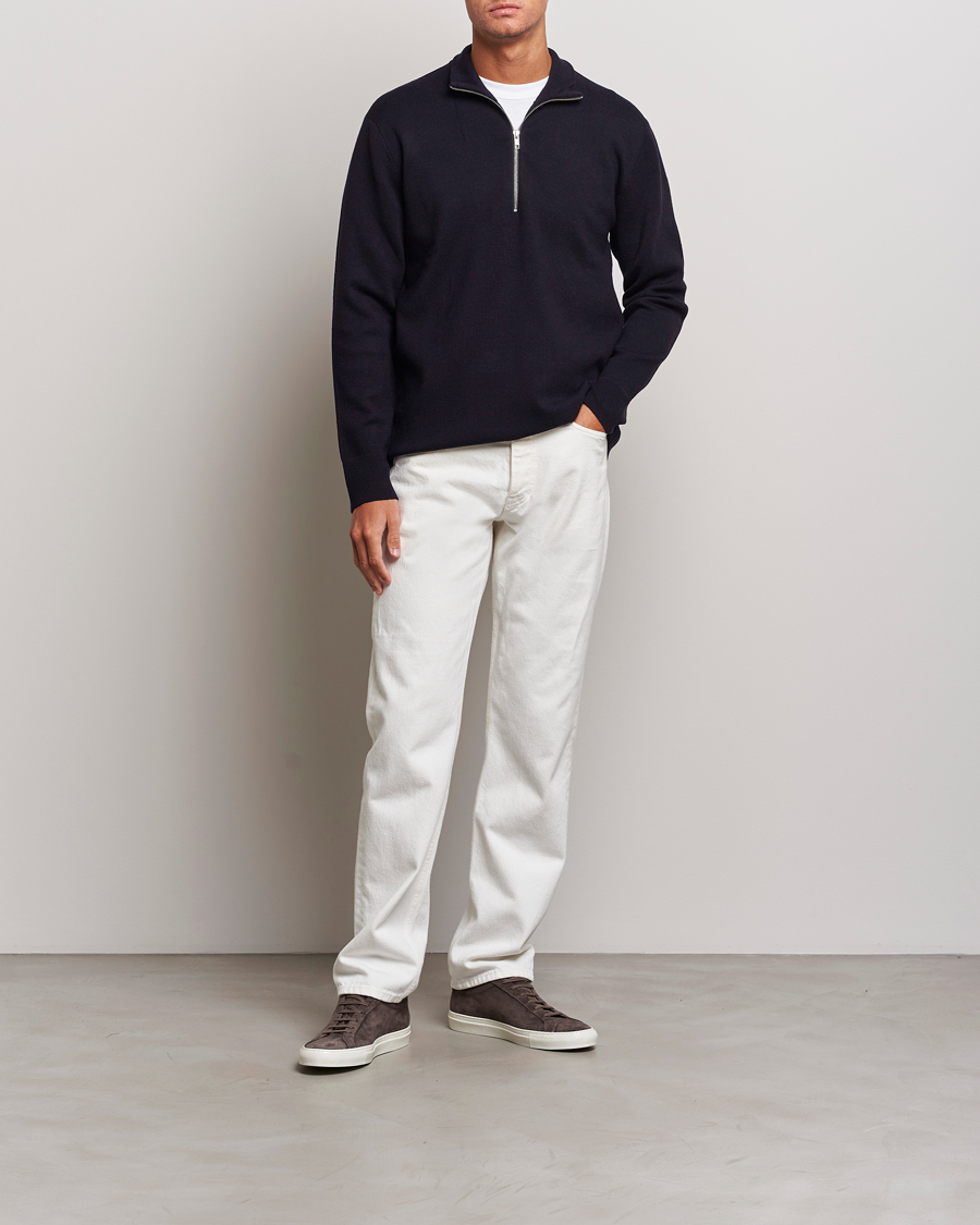 Herre | Gensere | NN07 | Harald Cotton/Modal Half Zip Navy Blue