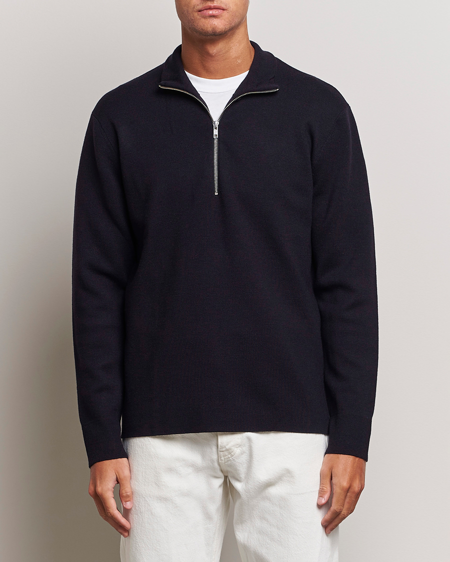 Herre |  | NN07 | Harald Cotton/Modal Half Zip Navy Blue