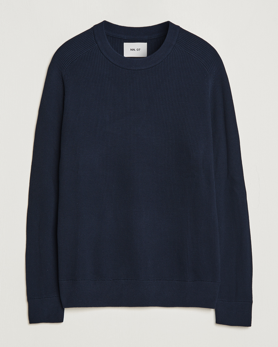 Herre |  | NN07 | Kevin Cotton Knitted Sweater Navy Blue