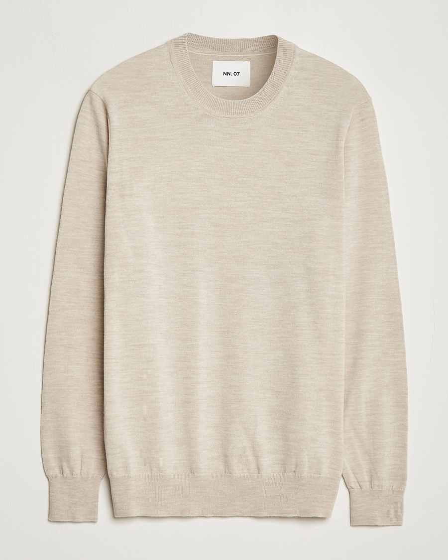Herre | Gensere | NN07 | Ted Merino Crew Neck Pullover Light Khaki Melange
