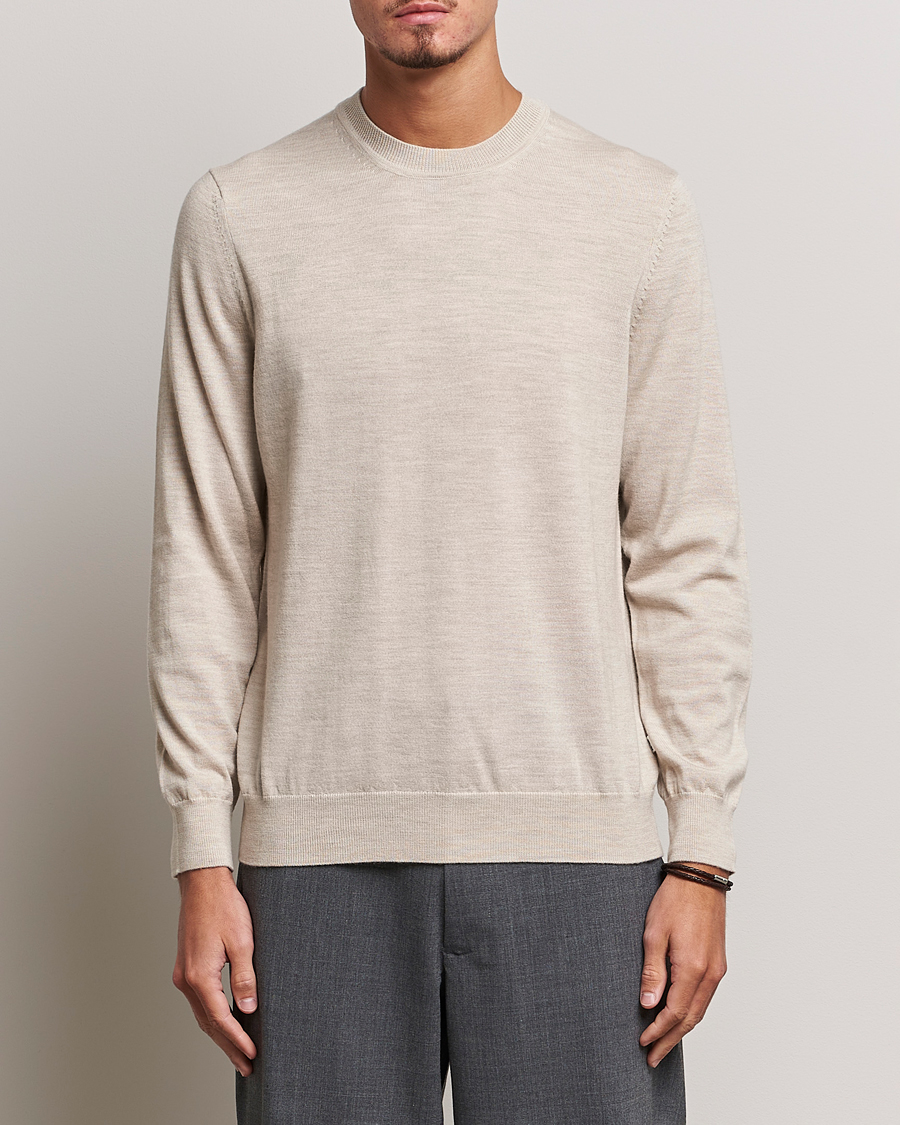 Herre |  | NN07 | Ted Merino Crew Neck Pullover Light Khaki Melange