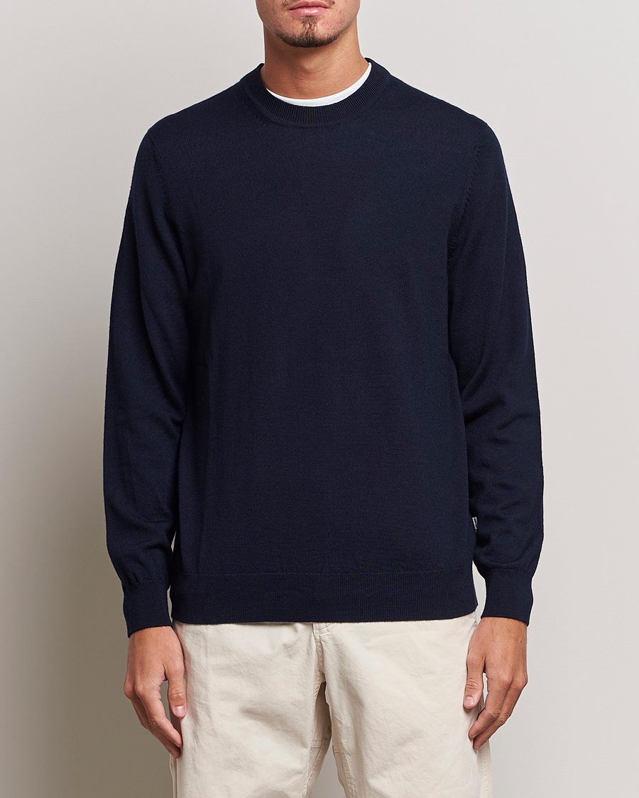 Herre | Pullovers rund hals | NN07 | Ted Merino Crew Neck Pullover Navy Blue