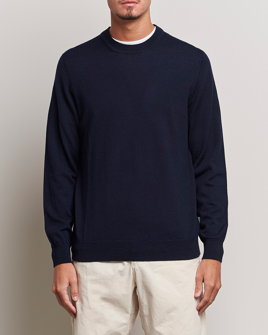 Herre | Avdelinger | NN07 | Ted Merino Crew Neck Pullover Navy Blue