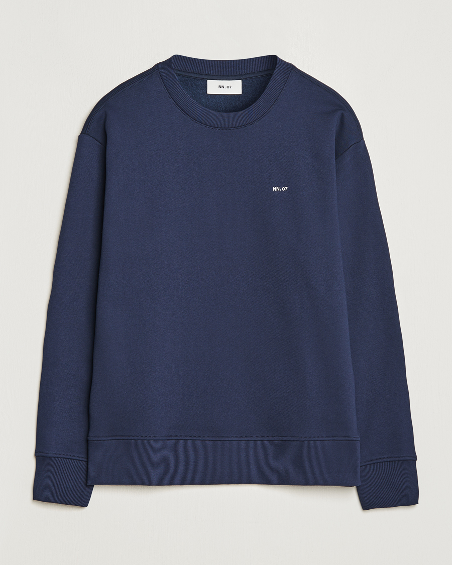 Herre | | NN07 | Briggs Logo Crew Neck Sweatshirt Navy Blue