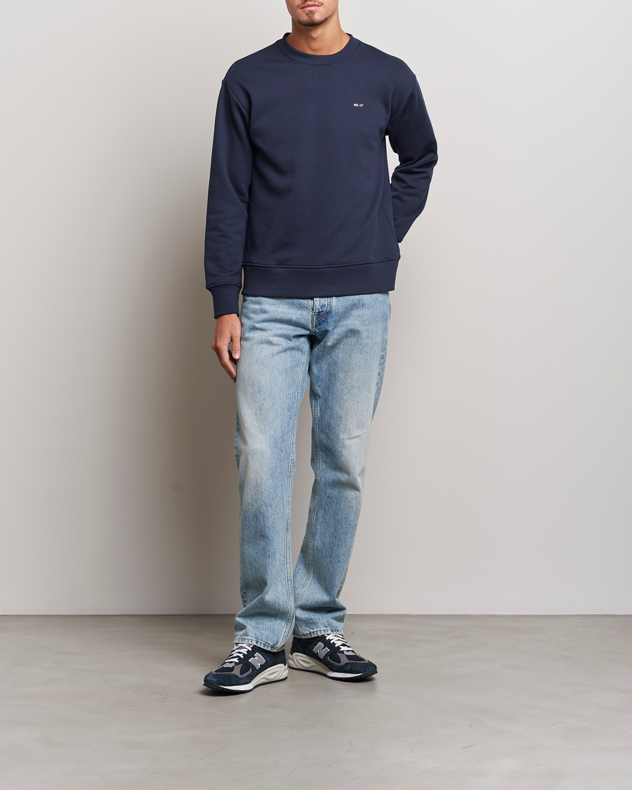 Herre | Gensere | NN07 | Briggs Logo Crew Neck Sweatshirt Navy Blue