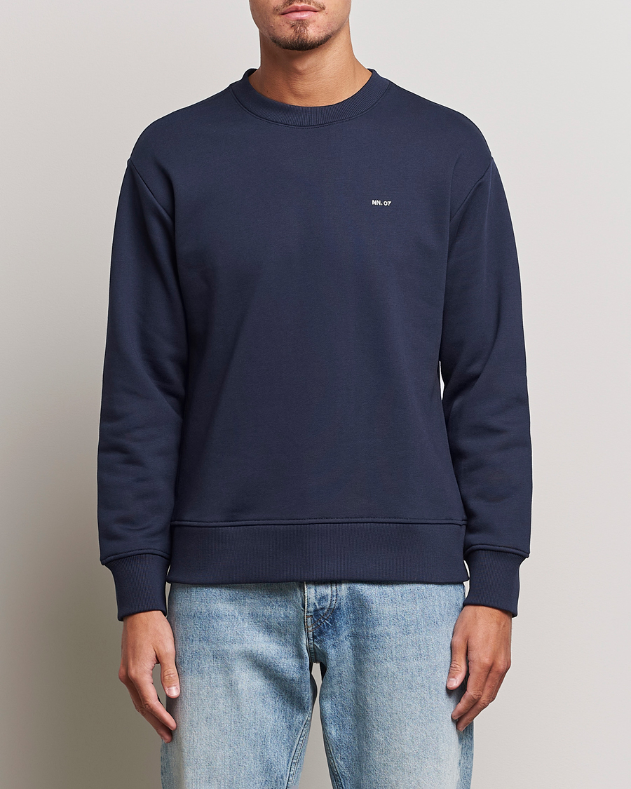 Herre | Sweatshirts | NN07 | Briggs Logo Crew Neck Sweatshirt Navy Blue