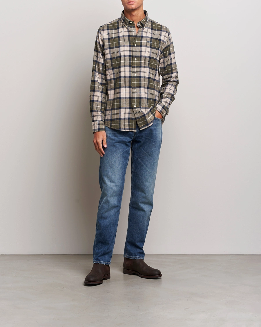 Herre | Skjorter | Barbour Lifestyle | Flannel Check Shirt Forest Mist