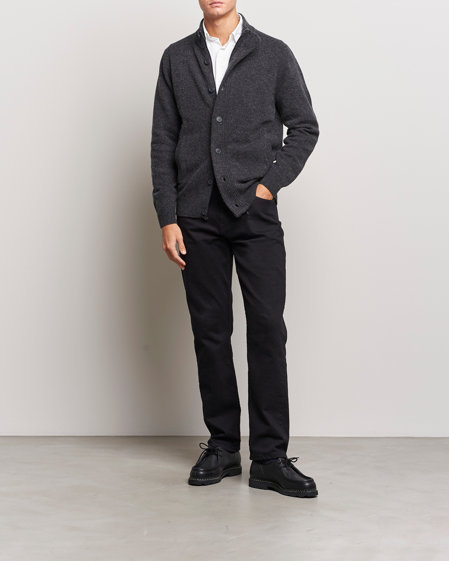 Herre | Gensere | Barbour Lifestyle | Essential Patch Zip Through Cardigan Charcoal Marl
