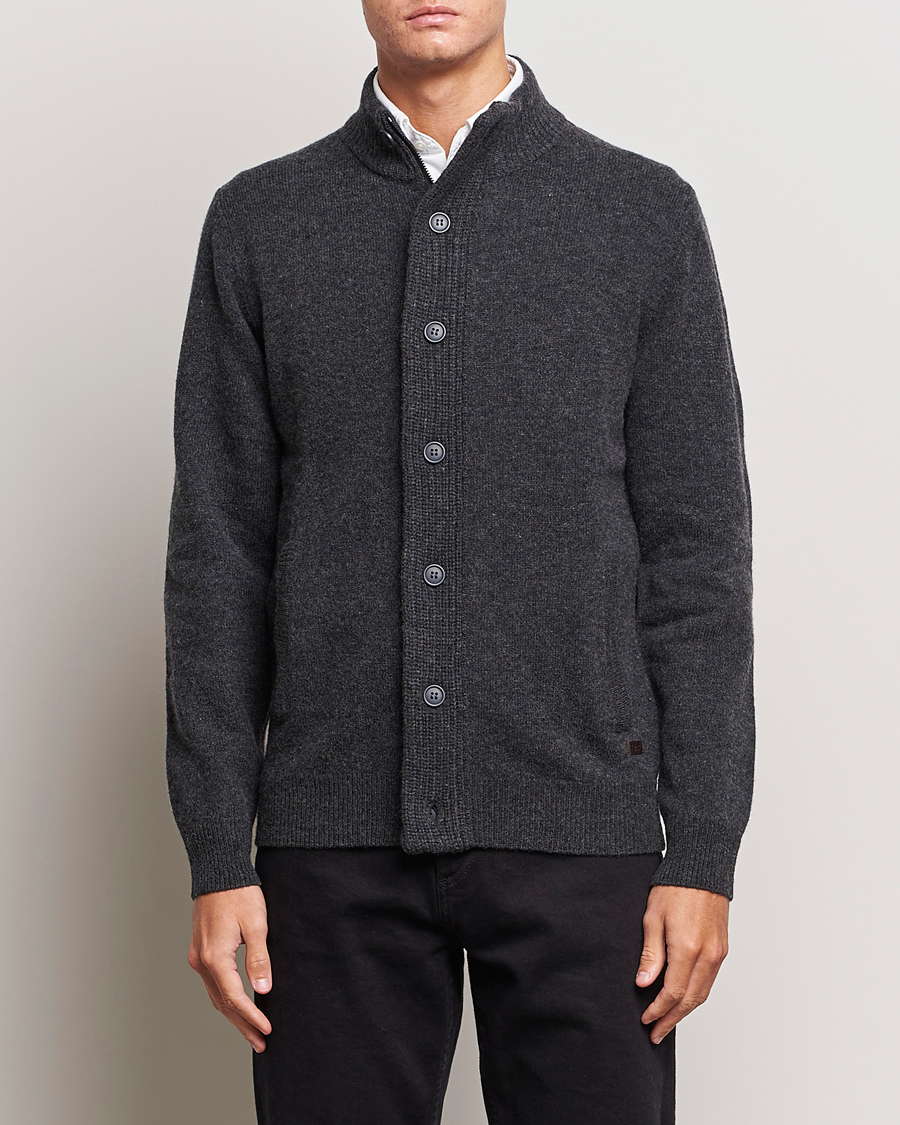 Herre |  | Barbour Lifestyle | Essential Patch Zip Through Cardigan Charcoal Marl