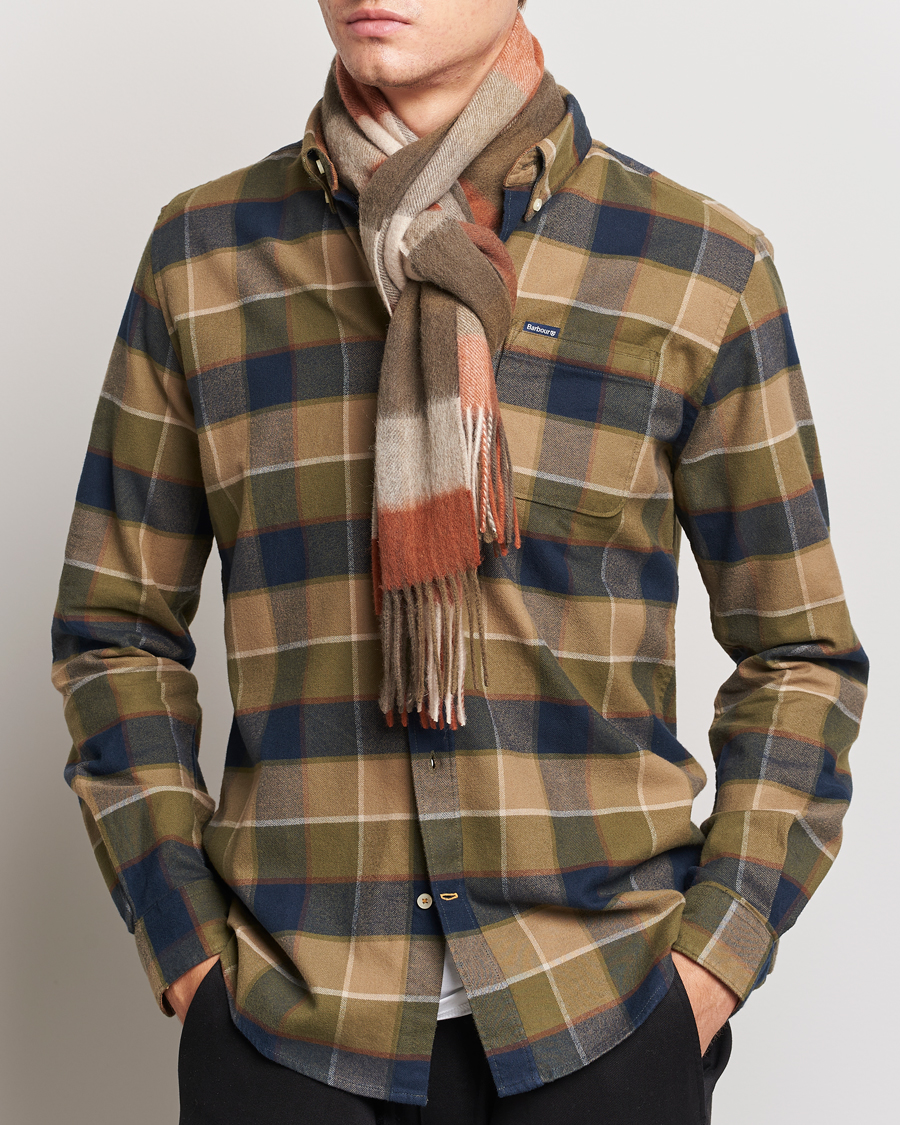 Herre | Skjerf | Barbour Lifestyle | Large Tattersall Lambswool Scarf Warm Ginger