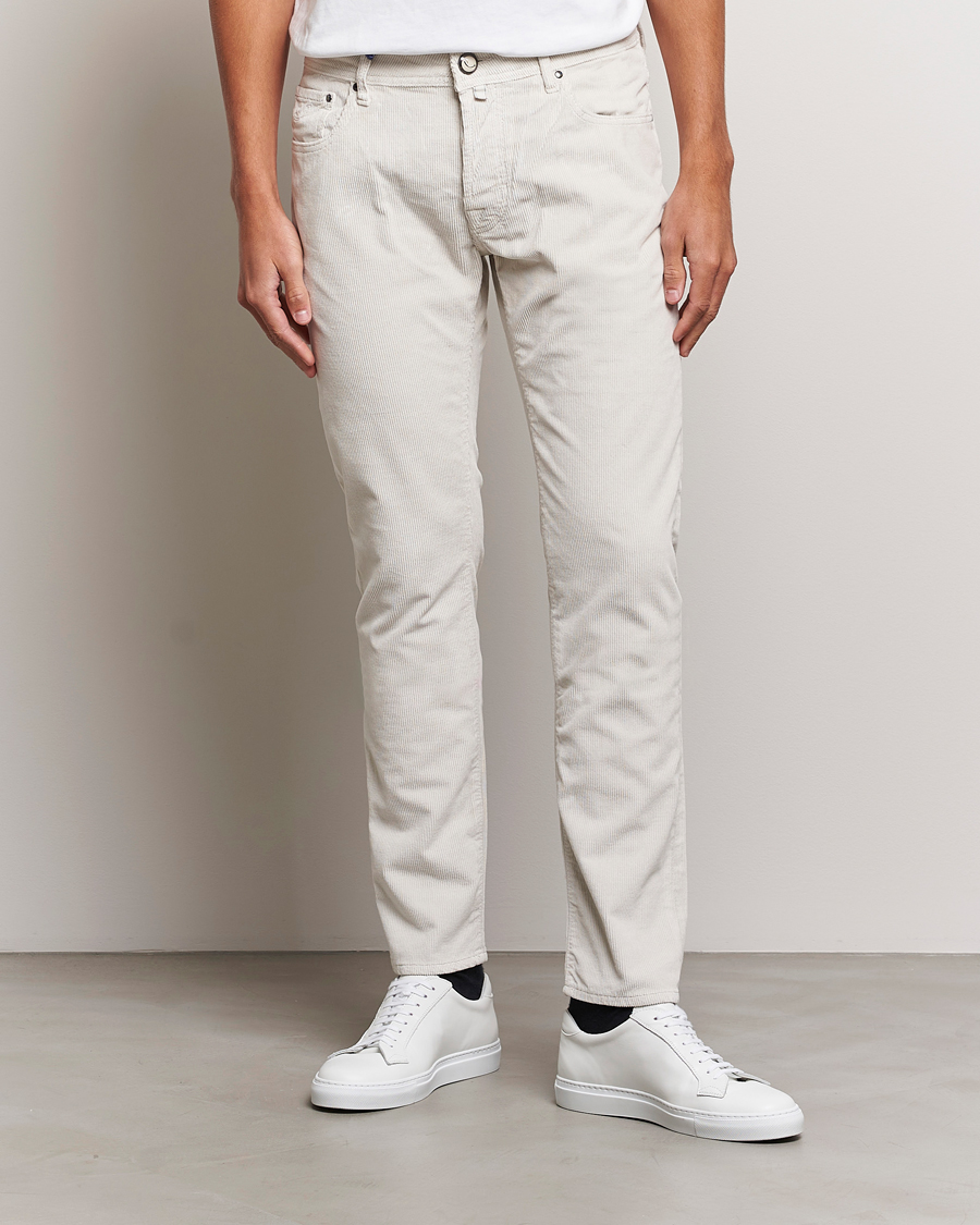 Herre | Bukser | Jacob Cohën | Bard 5-Pocket Medium Corduroy Trousers Off White
