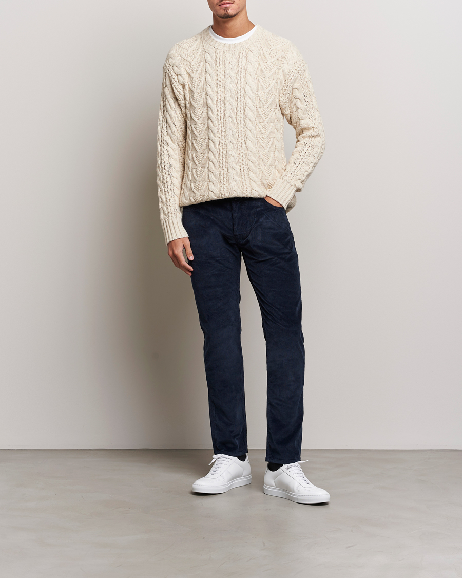 Herre | Bukser | Jacob Cohën | Bard 5-Pocket Medium Corduroy Trousers Navy