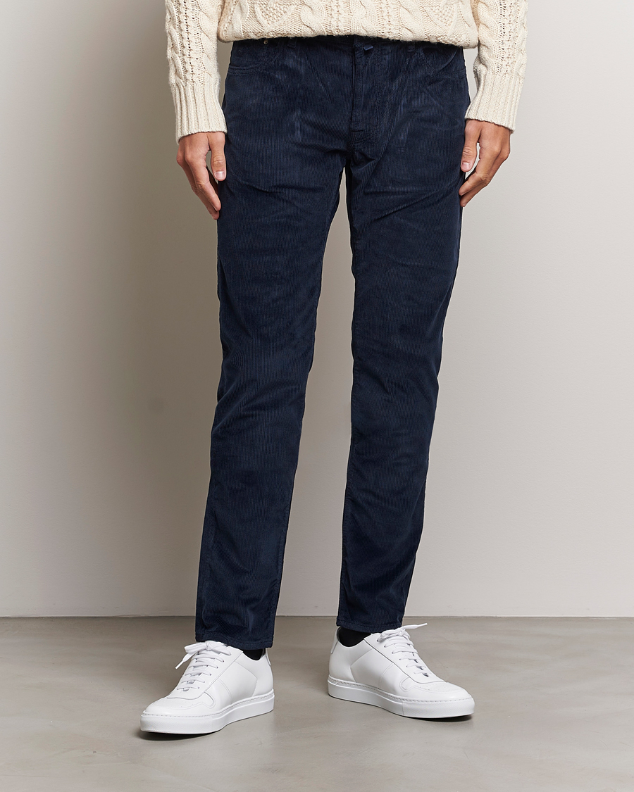 Herre | Bukser | Jacob Cohën | Bard 5-Pocket Medium Corduroy Trousers Navy
