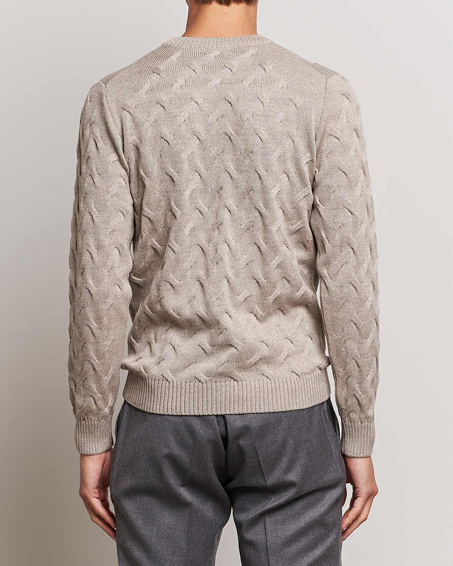 Herre | Gensere | Stenströms | Heavy Cable Merino Crew Neck Beige