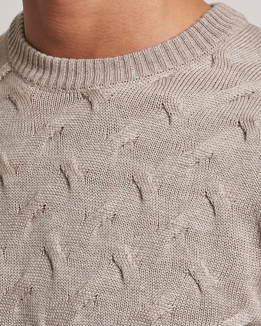 Herre | Gensere | Stenströms | Heavy Cable Merino Crew Neck Beige