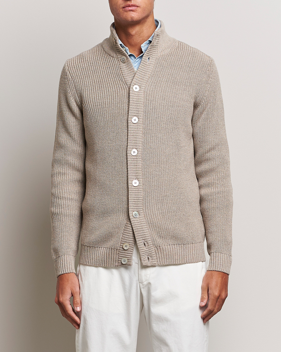 Herre |  | Stenströms | Half Card Heavy Merino Cardigan Beige