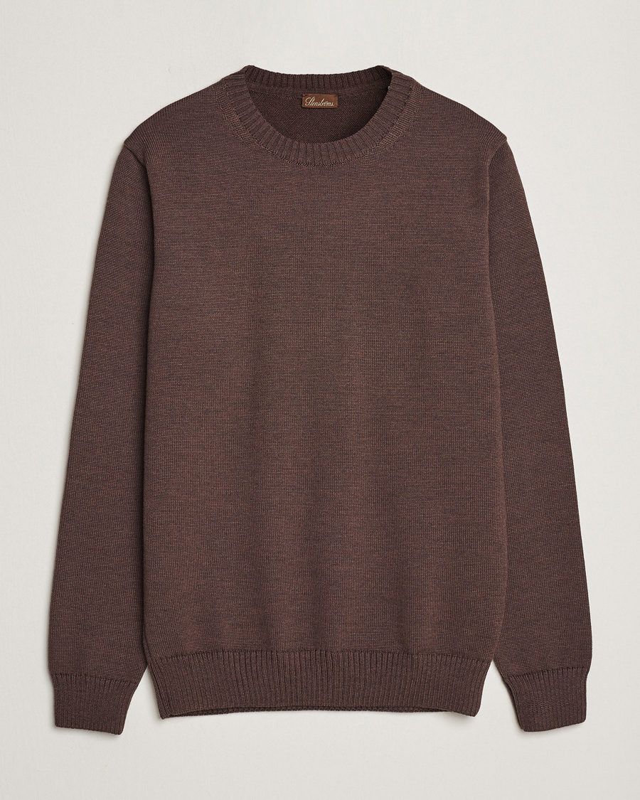 Herre | Gensere | Stenströms | Chunky Merino Crew Neck Brown