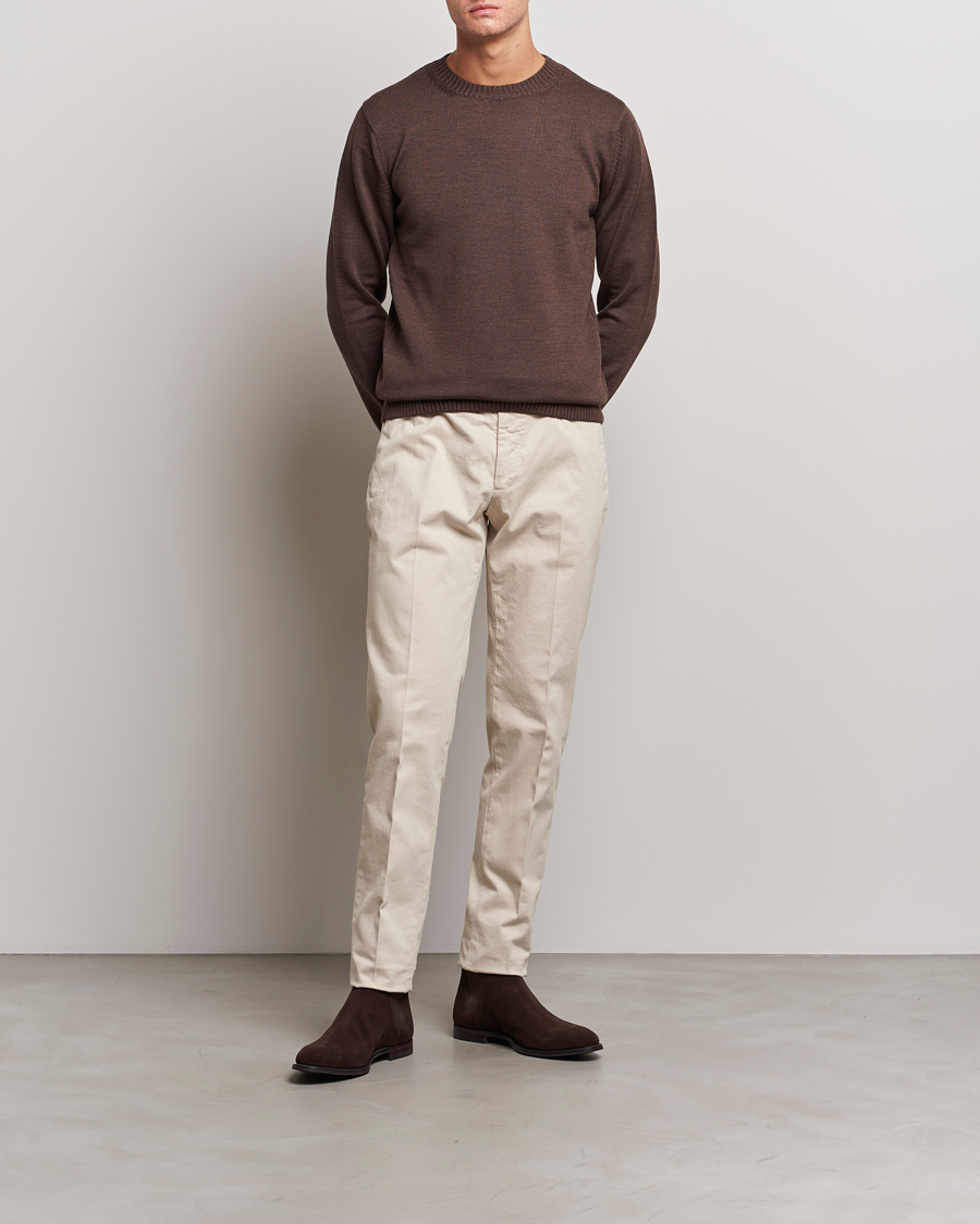 Herre | Gensere | Stenströms | Chunky Merino Crew Neck Brown