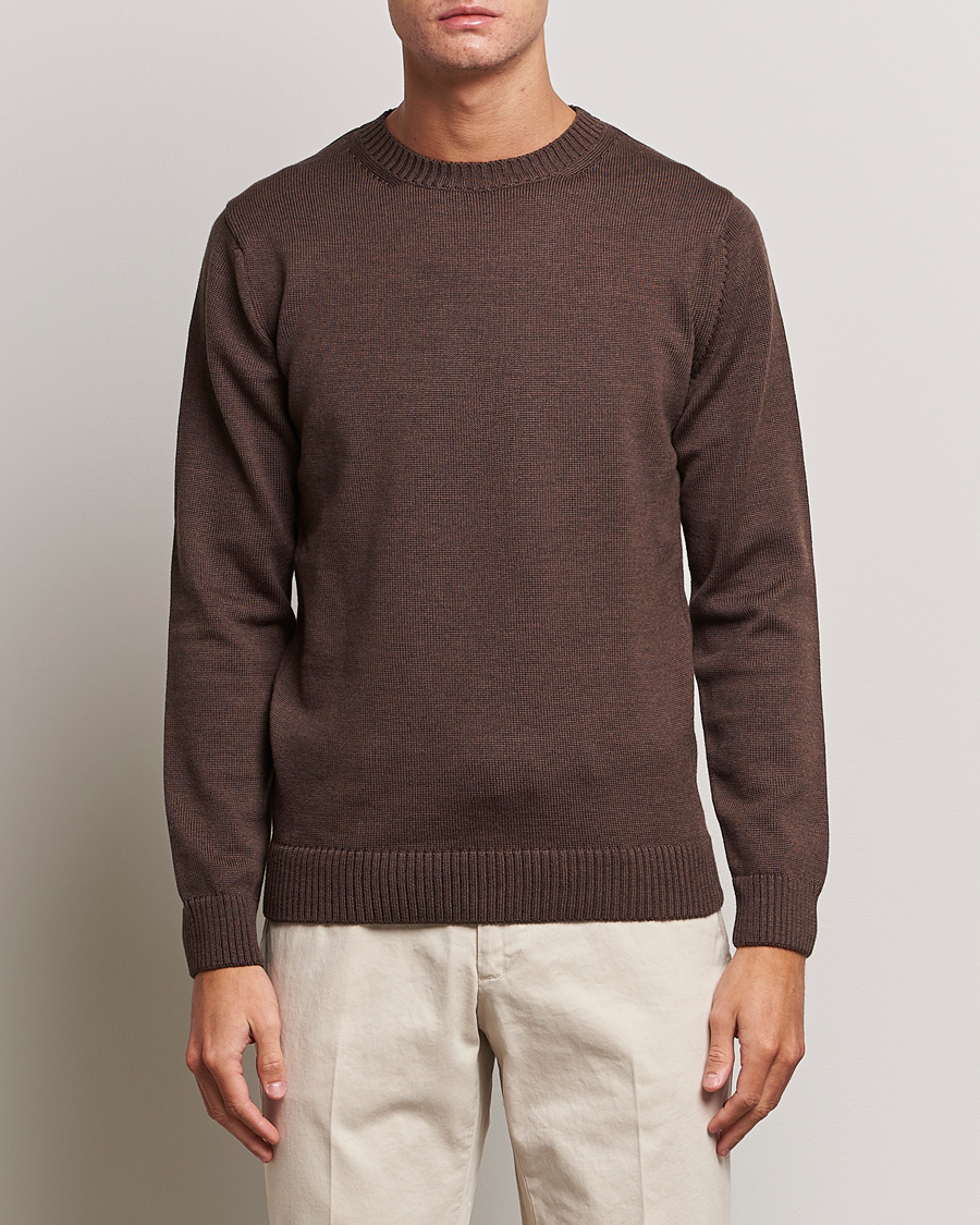 Herre | Gensere | Stenströms | Chunky Merino Crew Neck Brown