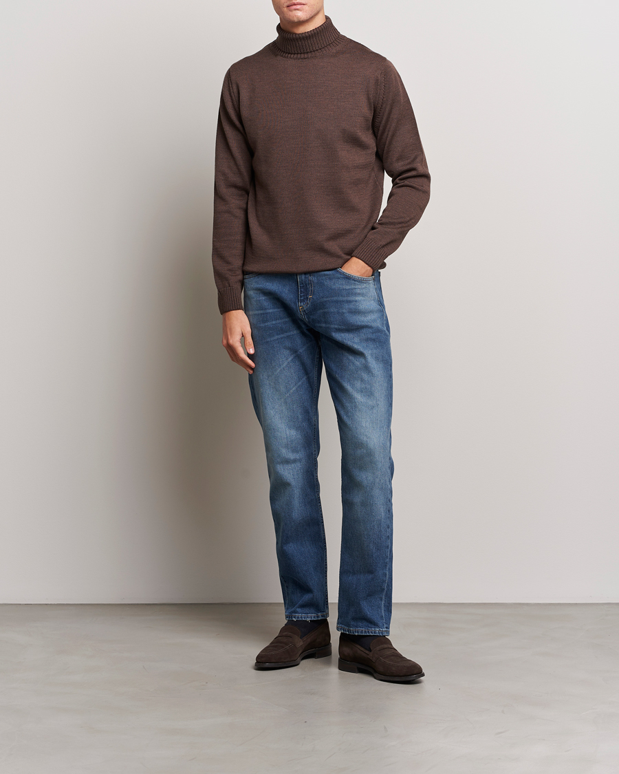 Herre | Gensere | Stenströms | Chunky Merino Rollneck Brown