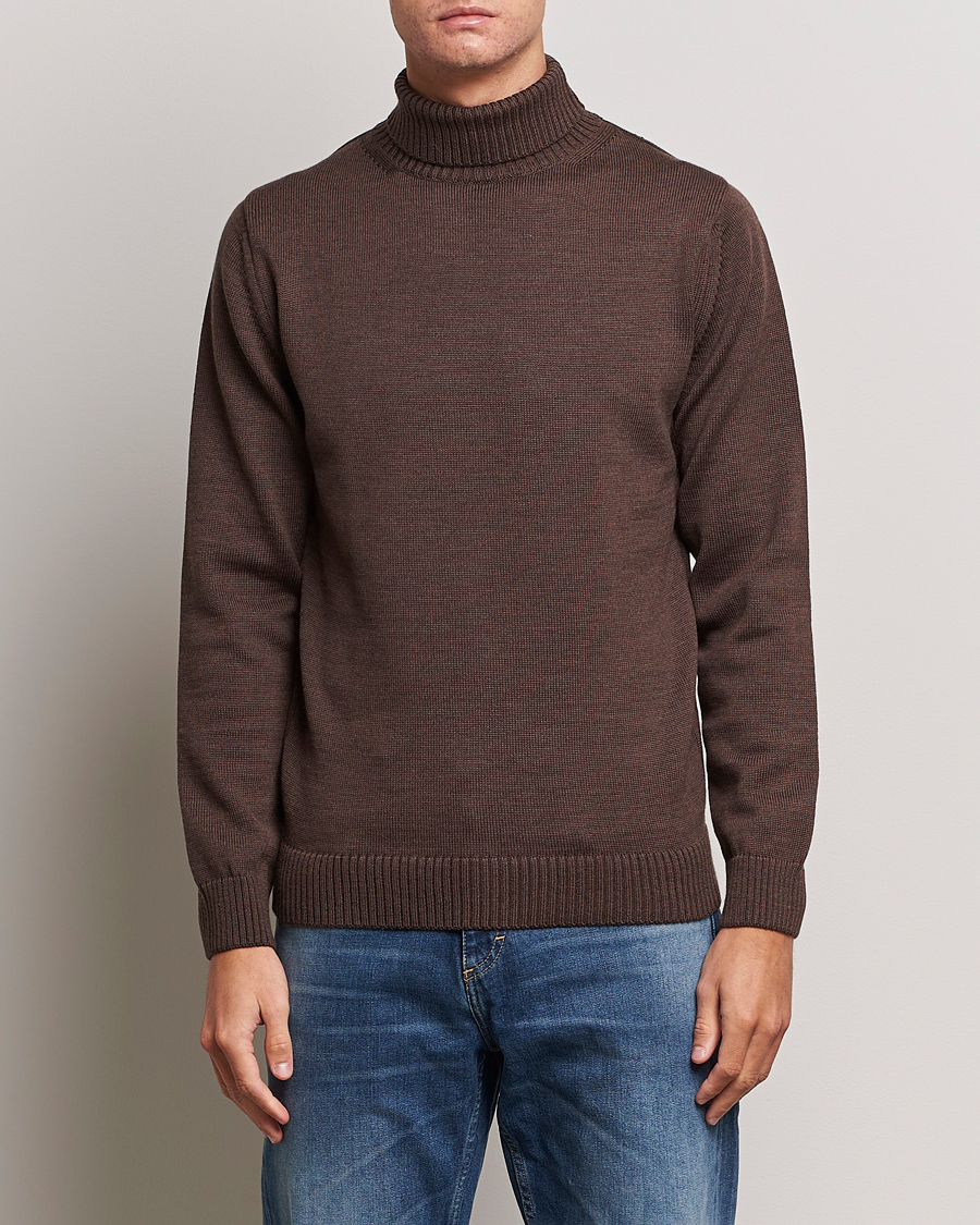 Herre | Gensere | Stenströms | Chunky Merino Rollneck Brown