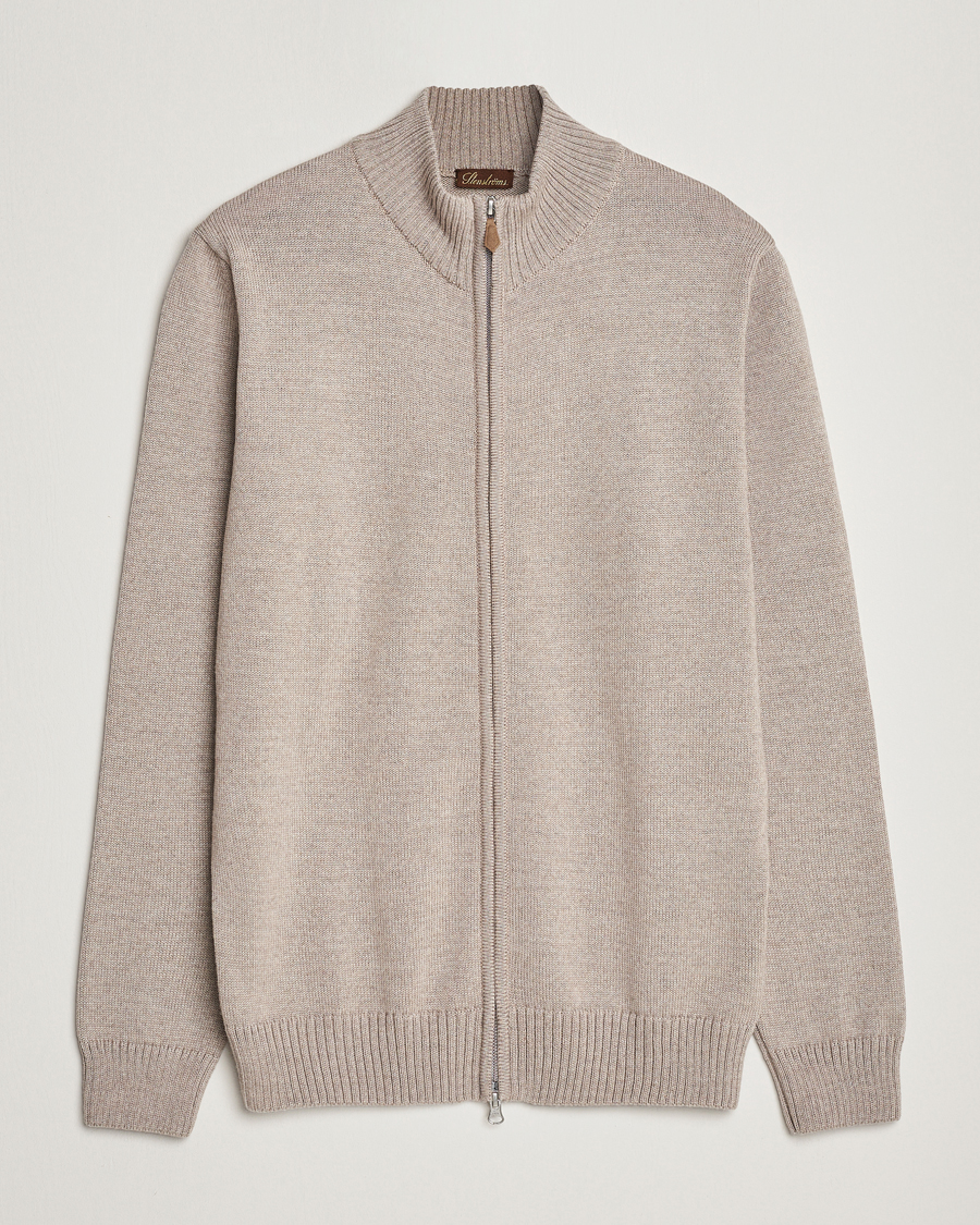 Herre | Gensere | Stenströms | Chunky Merino Full Zip Cardigan Beige