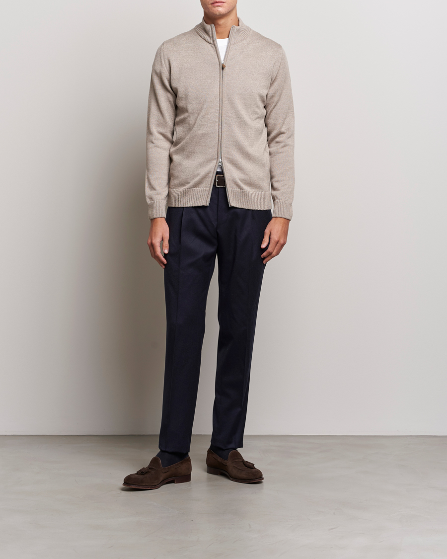 Herre | Gensere | Stenströms | Chunky Merino Full Zip Cardigan Beige