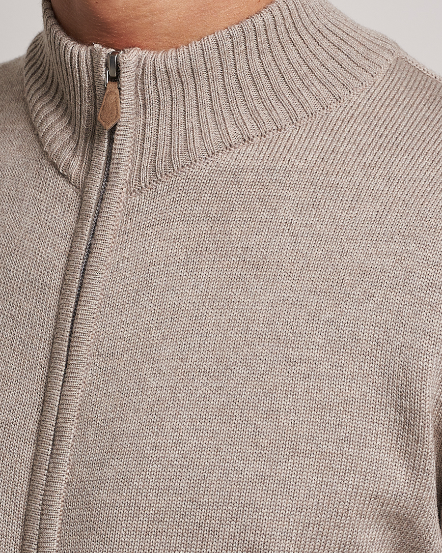 Herre | Gensere | Stenströms | Chunky Merino Full Zip Cardigan Beige