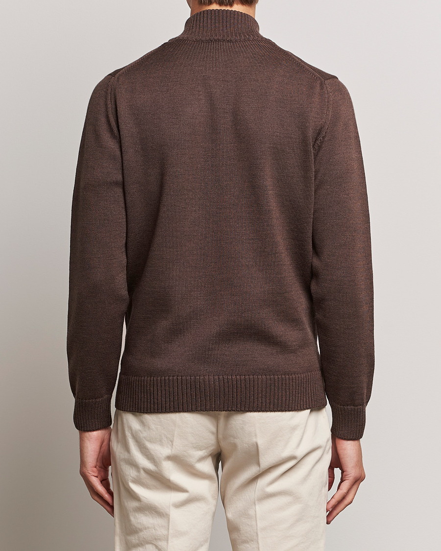 Herre | Gensere | Stenströms | Chunky Merino Full Zip Cardigan Brown