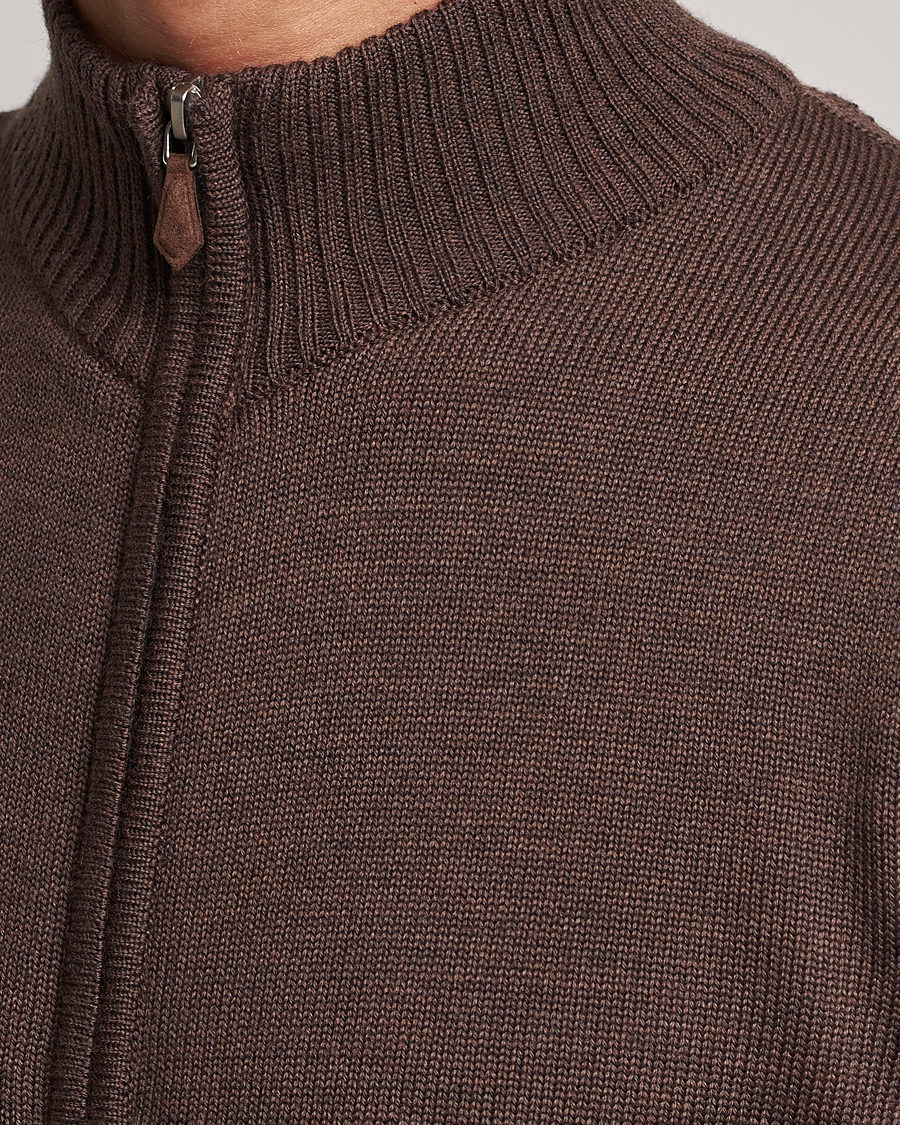 Herre | Gensere | Stenströms | Chunky Merino Full Zip Cardigan Brown