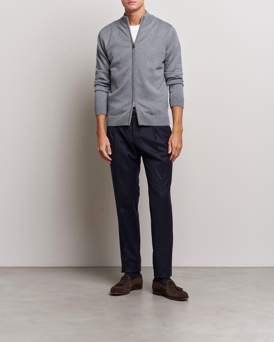 Herre | Gensere | Stenströms | Chunky Merino Full Zip Cardigan Grey